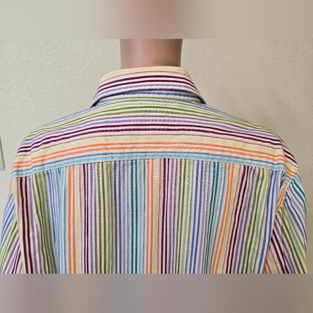nick(it) New York London Long Sleeve Flip Cuff Button-Front Shirt Size Large - Picture 8 of 9